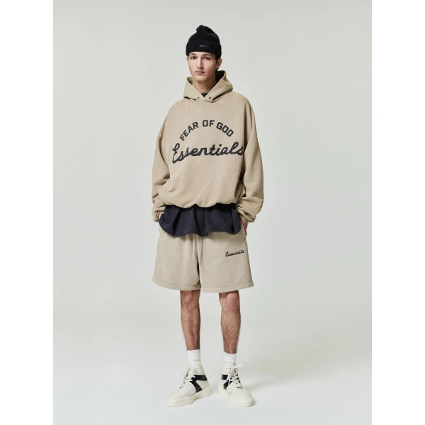 Fear of God Essentials Training 90s Hoodie in Faded Dune | Sweatshirts | Luxury Shoes 