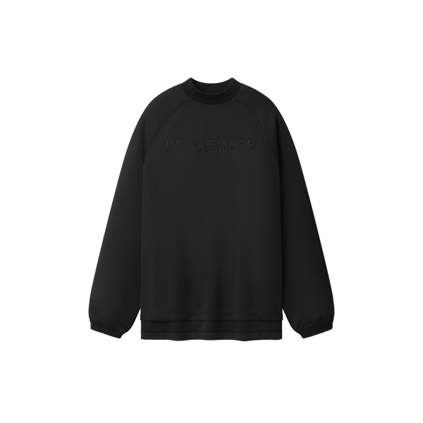 Fear of God Essentials Tricot 90s Relaxed Long Sleeve Mock Neck in Black | Luxury Shoes 