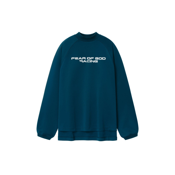 Fear of God Essentials Tricot 90s Relaxed Long Sleeve Mock Neck in Night Sea | Luxury Shoes 