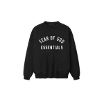 Fear of God Essentials Varsity 90s Crewneck Sweatshirt in Vintage Black | Luxury Shoes 