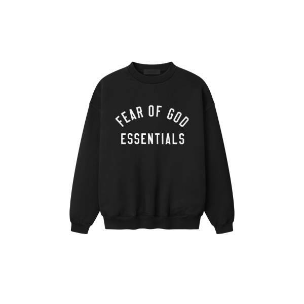 Fear of God Essentials Varsity 90s Crewneck Sweatshirt in Vintage Black | Luxury Shoes 