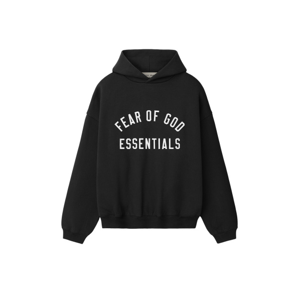 Fear of God Essentials Varsity 90s Hoodie in Vintage Black | Luxury Shoes 