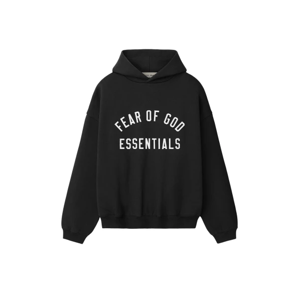 Fear of God Essentials Varsity 90s Hoodie in Vintage Black | Luxury Shoes 
