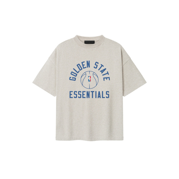 Fear of God Essentials Warriors x Barkley Hendricks 90s Tee in Heather Stone | Luxury Shoes 