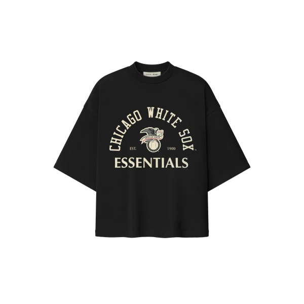 Fear of God Essentials White Sox American League Merch Tee in Black | Luxury Shoes 