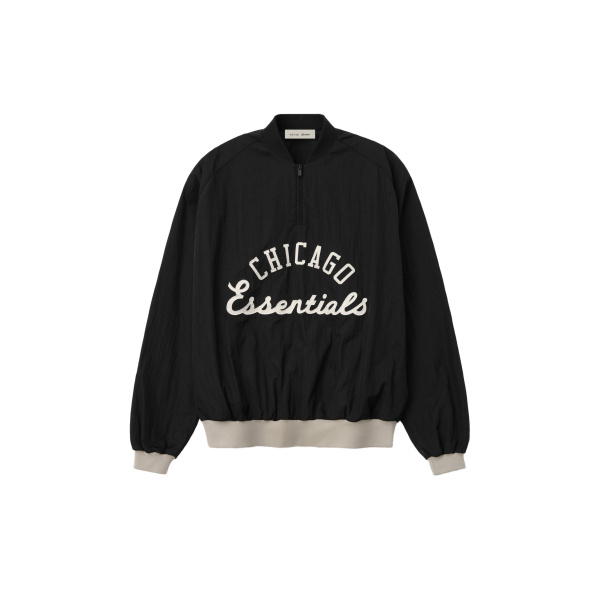 Fear of God Essentials White Sox Half Zip Pullover in Black | Luxury Shoes 