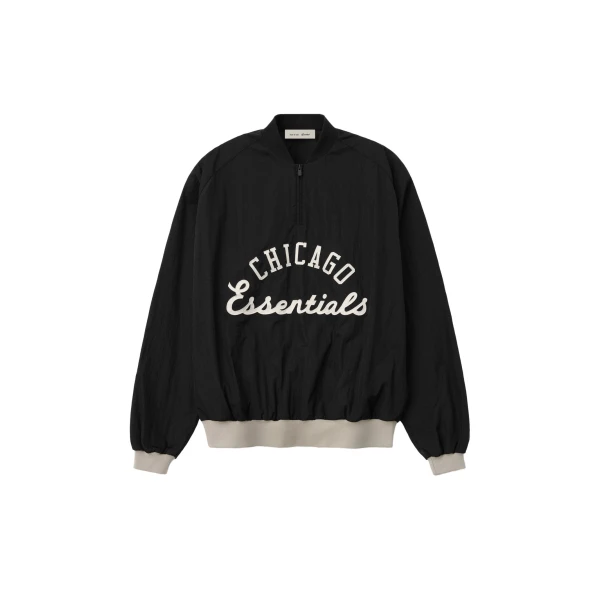 Fear of God Essentials White Sox Half Zip Pullover in Black | Luxury Shoes 