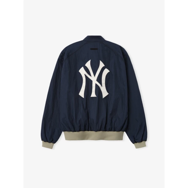 Fear of God Essentials Yankees Half Zip Pullover in Dark Sapphire and Overland Rib | Sweatshirts | Luxury Shoes 