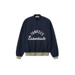Fear of God Essentials Yankees Half Zip Pullover in Dark Sapphire and Overland Rib | Luxury Shoes 