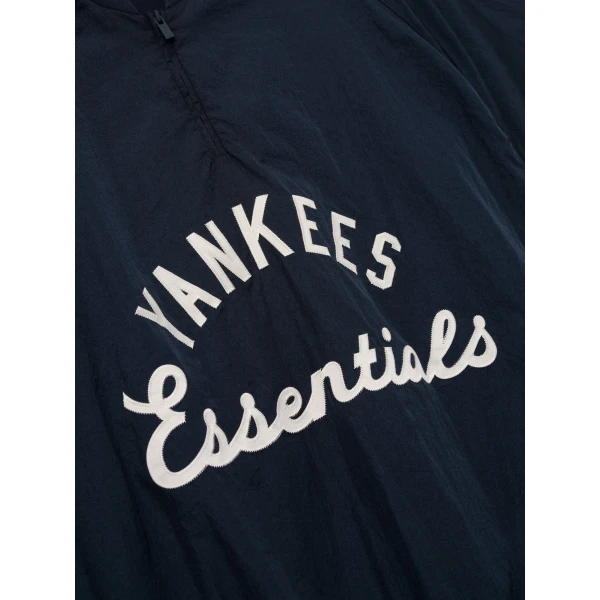 Fear of God Essentials Yankees Half Zip Pullover in Dark Sapphire and Overland Rib | Sweatshirts | Luxury Shoes 