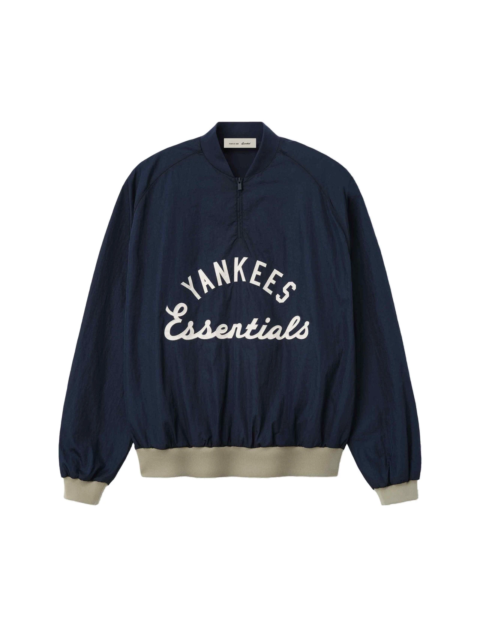 Fear of God Essentials Yankees Half Zip Pullover in Dark Sapphire and Overland Rib Fear of God Essentials Yankees Half Zip Pullover in Dark Sapphire and Overland Rib | Luxury Shoes