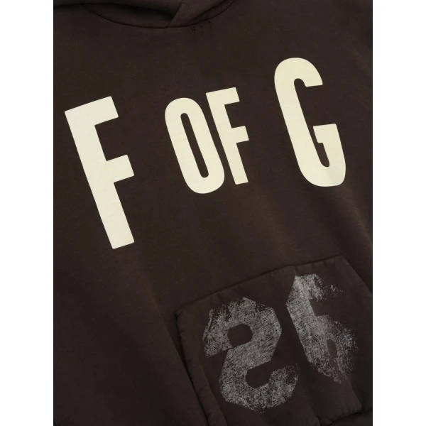 Fear of God F of G Classic Half Raglan Hoodie with Pocket in Dark Brown | Sweatshirts | Luxury Shoes 