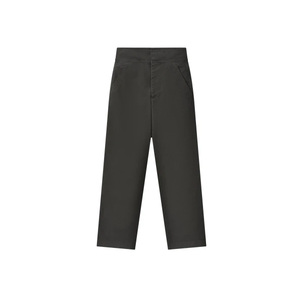 Garment Dyed Cotton Casual Pant in Dark Grey