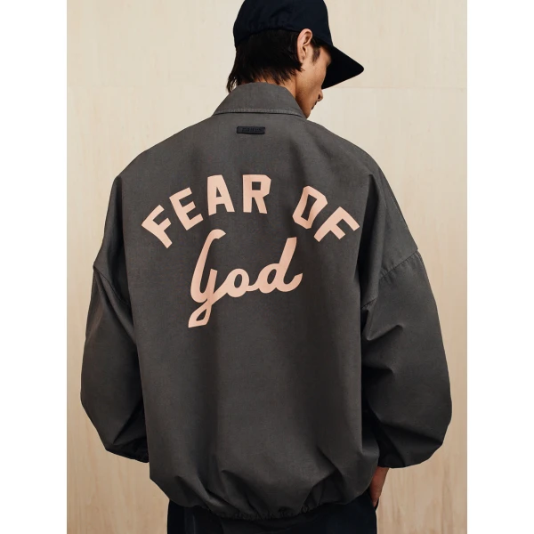 Fear of God Garment Dyed Cotton Windbreaker in Dark Grey | Men Jackets | Luxury Shoes 