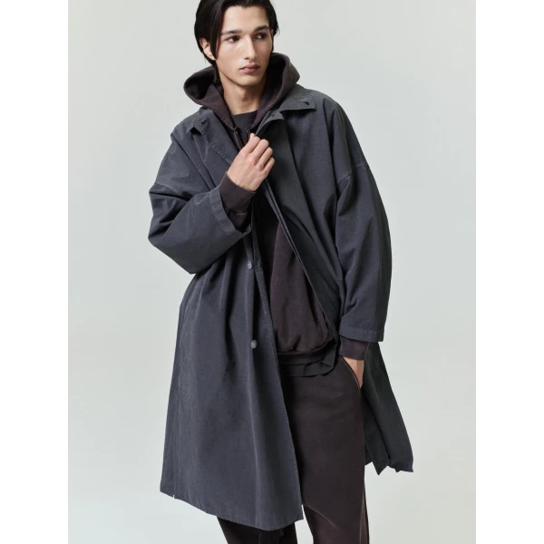 Fear of God Garment-Dyed Cropped Sleeve Car Coat in Dark Grey | Men Coats | Luxury Shoes 
