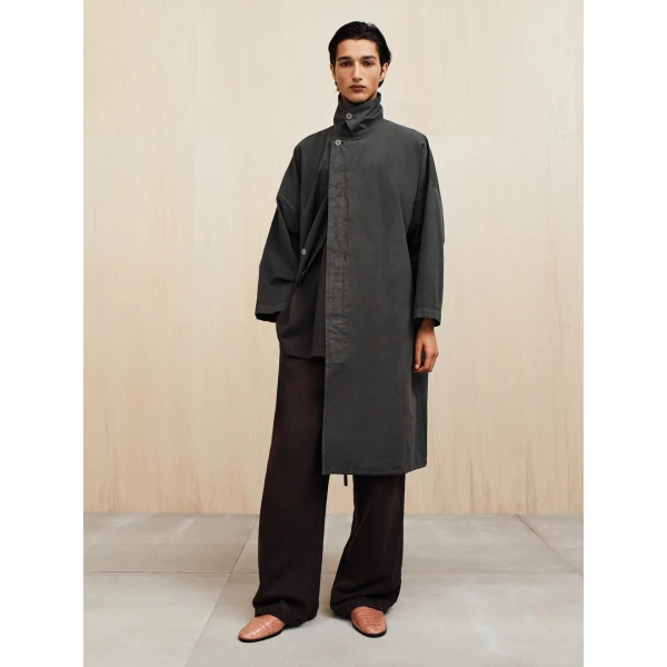 Fear of God Garment-Dyed Cropped Sleeve Car Coat in Dark Grey | Men Coats | Luxury Shoes 