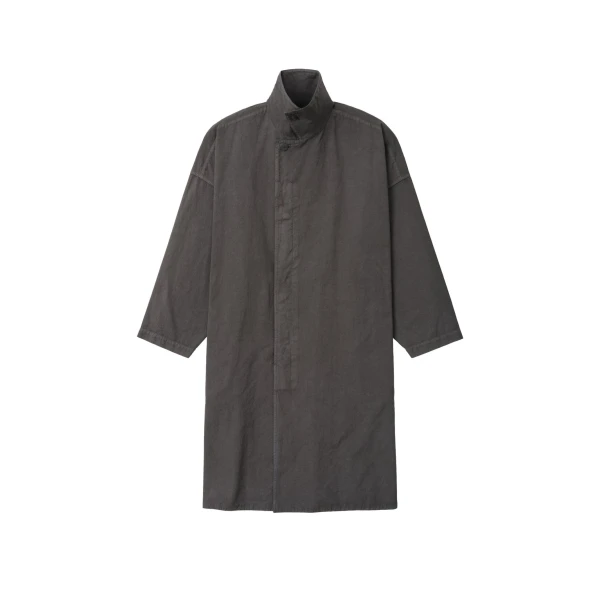 Garment-Dyed Cropped Sleeve Car Coat in Dark Grey
