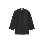 Fear of God Grey Striped Wool Collarless Sport Jacket in Grey Striped | Luxury Shoes 