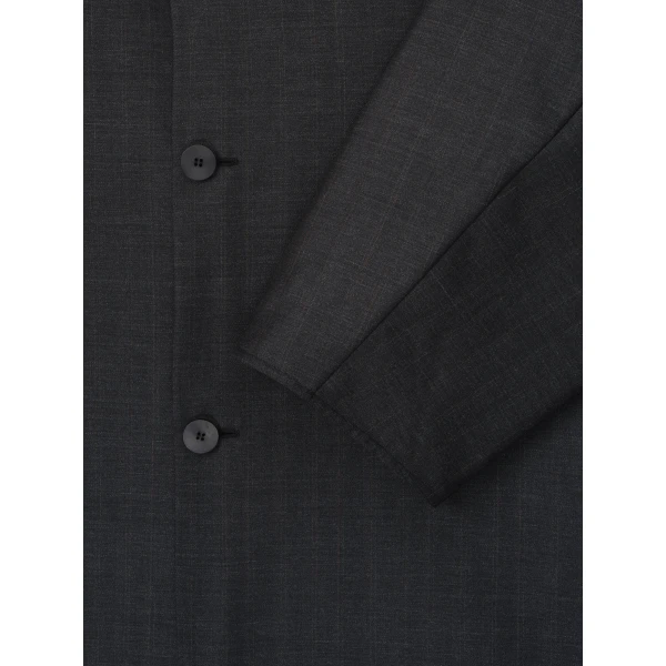 Fear of God Grey Striped Wool Collarless Sport Jacket in Grey Striped | Men Jackets | Luxury Shoes 