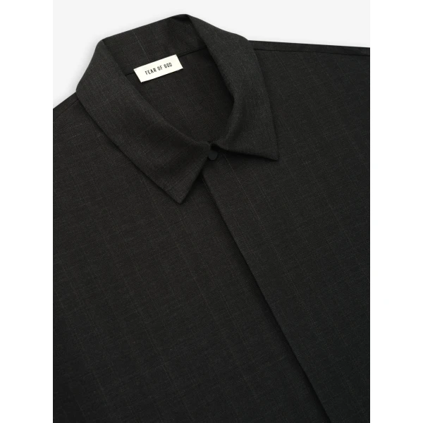 Fear of God Grey Striped Wool Elastic Cuff Shirt in Grey Striped | Men Shirts | Luxury Shoes 