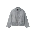 Fear of God Leather 9 Raglan Bomber Jacket in Metallic Grey | Luxury Shoes 