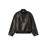 Fear of God Leather Raglan Bomber Jacket in Black | Luxury Shoes 