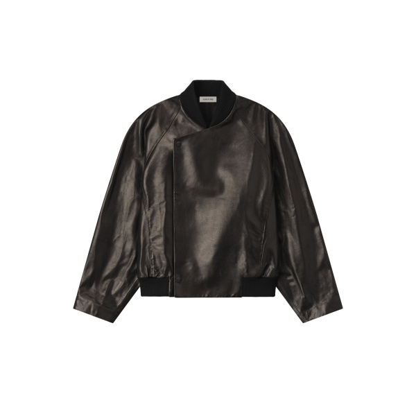 Fear of God Leather Raglan Bomber Jacket in Black | Luxury Shoes 