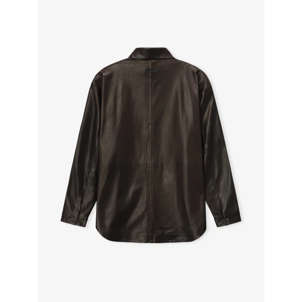 Fear of God Leather Relaxed Shirt in Dark Brown | Men Shirts | Luxury Shoes 