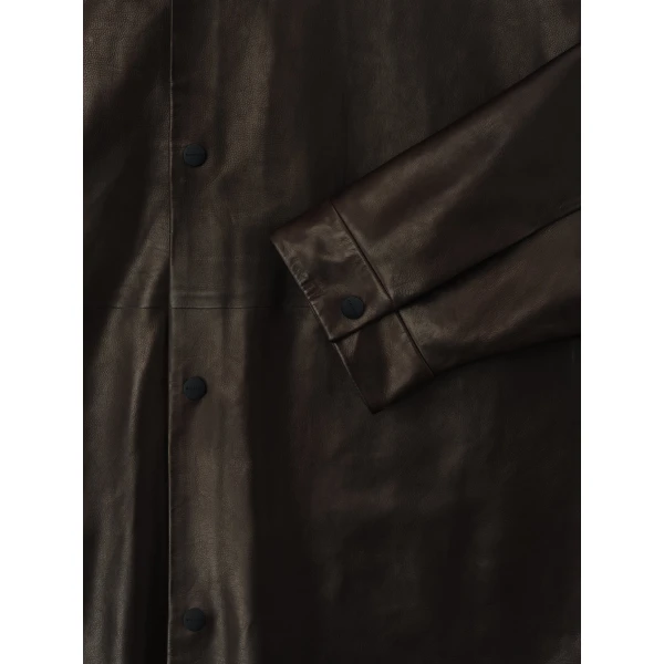 Fear of God Leather Relaxed Shirt in Dark Brown | Men Shirts | Luxury Shoes 
