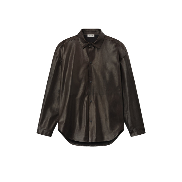 Fear of God Leather Relaxed Shirt in Dark Brown | Luxury Shoes 