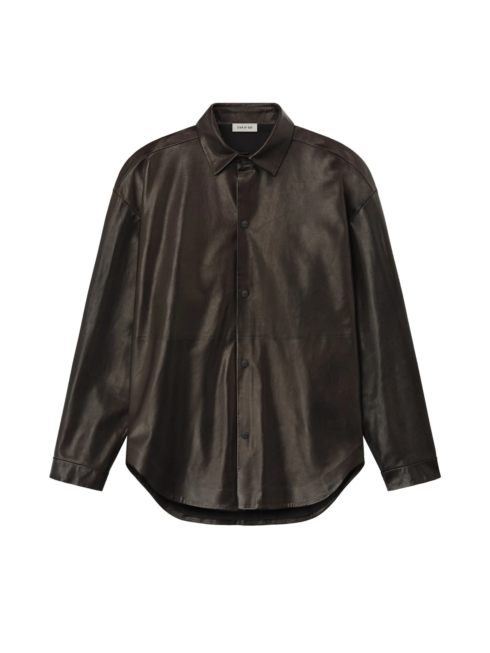 Fear of God Leather Relaxed Shirt in Dark Brown Fear of God Leather Relaxed Shirt in Dark Brown | Luxury Shoes