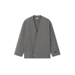 Fear of God Mouline Wool Relaxed Lapelless Jacket in Off White and Black | Luxury Shoes 