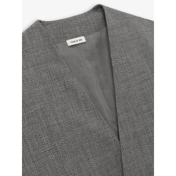 Fear of God Mouline Wool Relaxed Lapelless Jacket in Off White and Black | Men Jackets | Luxury Shoes 