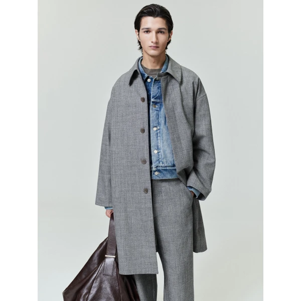 Fear of God Mouline Wool Relaxed Trench Coat in Off White and Black | Men Coats | Luxury Shoes 