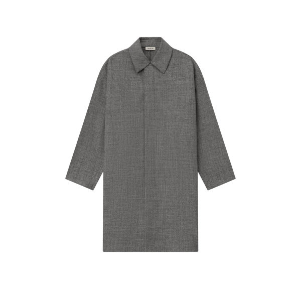 Fear of God Mouline Wool Relaxed Trench Coat in Off White and Black | Luxury Shoes 