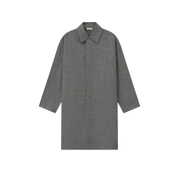 Mouline Wool Relaxed Trench Coat in Off White and Black