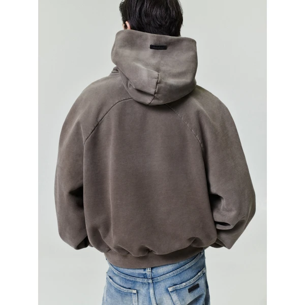 Fear of God Sunfaded Classic Half Raglan Hoodie with Pocket in Faded Brown | Sweatshirts | Luxury Shoes 