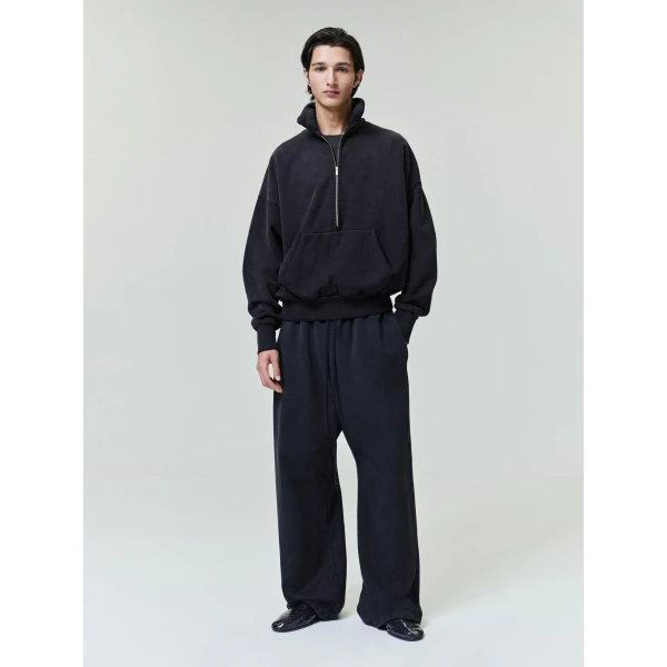 Fear of God Sunfaded Half Zip Polo Sweatshirt in Black | Sweatshirts | Luxury Shoes 