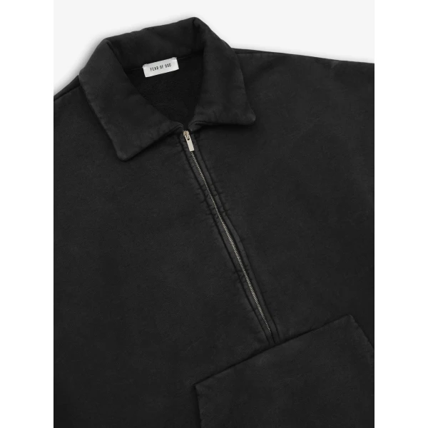 Fear of God Sunfaded Half Zip Polo Sweatshirt in Black | Sweatshirts | Luxury Shoes 