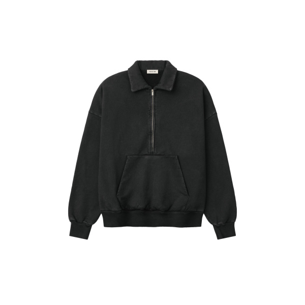 Fear of God Sunfaded Half Zip Polo Sweatshirt in Black | Luxury Shoes 
