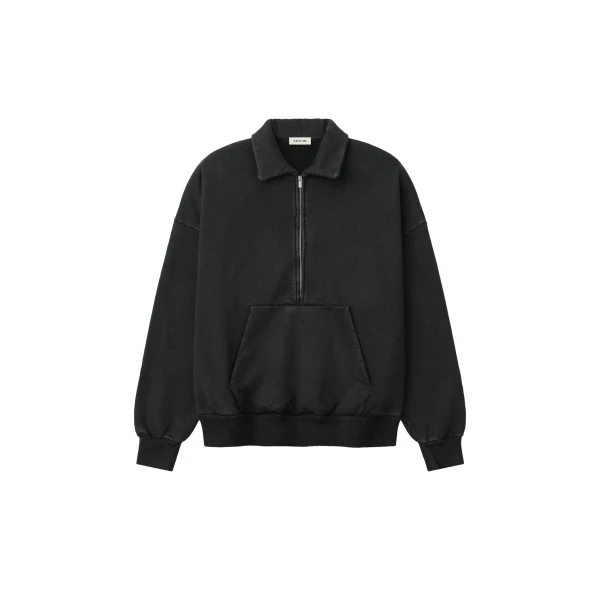 Fear of God Sunfaded Half Zip Polo Sweatshirt in Black | Luxury Shoes 