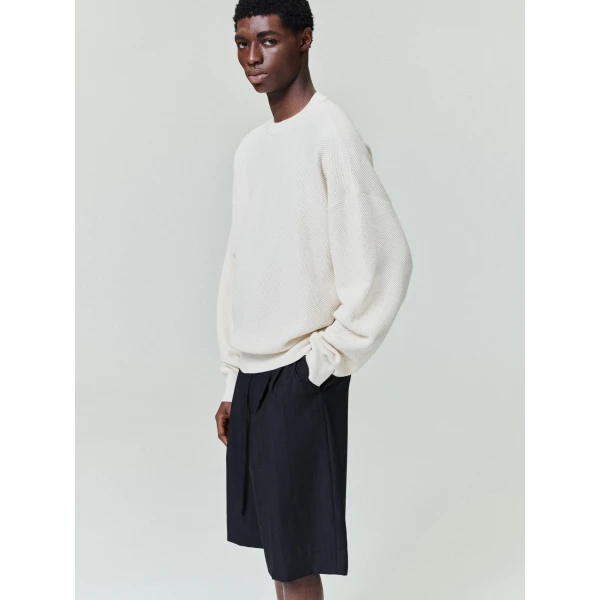Fear of God Wool Cotton Sport Mesh Knit Sweater in Cream | Men Knitwear | Luxury Shoes 
