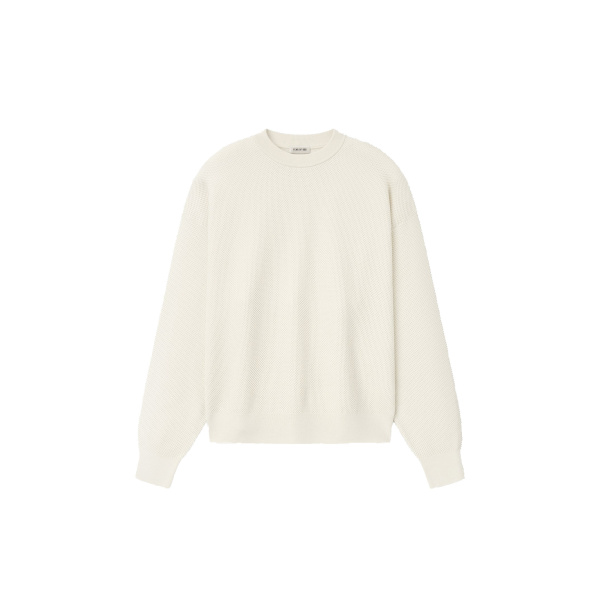 Fear of God Wool Cotton Sport Mesh Knit Sweater in Cream | Luxury Shoes 