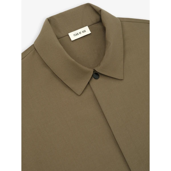 Fear of God Wool Poplin Relaxed Shirt in Clay | Men Shirts | Luxury Shoes 