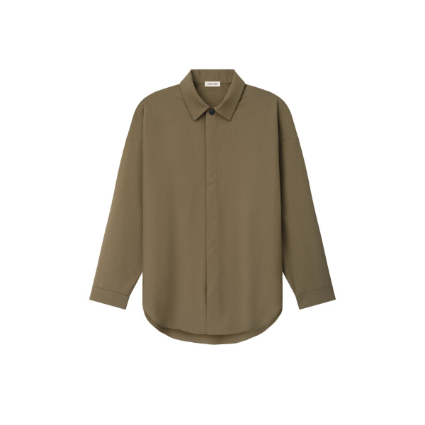 Fear of God Wool Poplin Relaxed Shirt in Clay | Luxury Shoes 