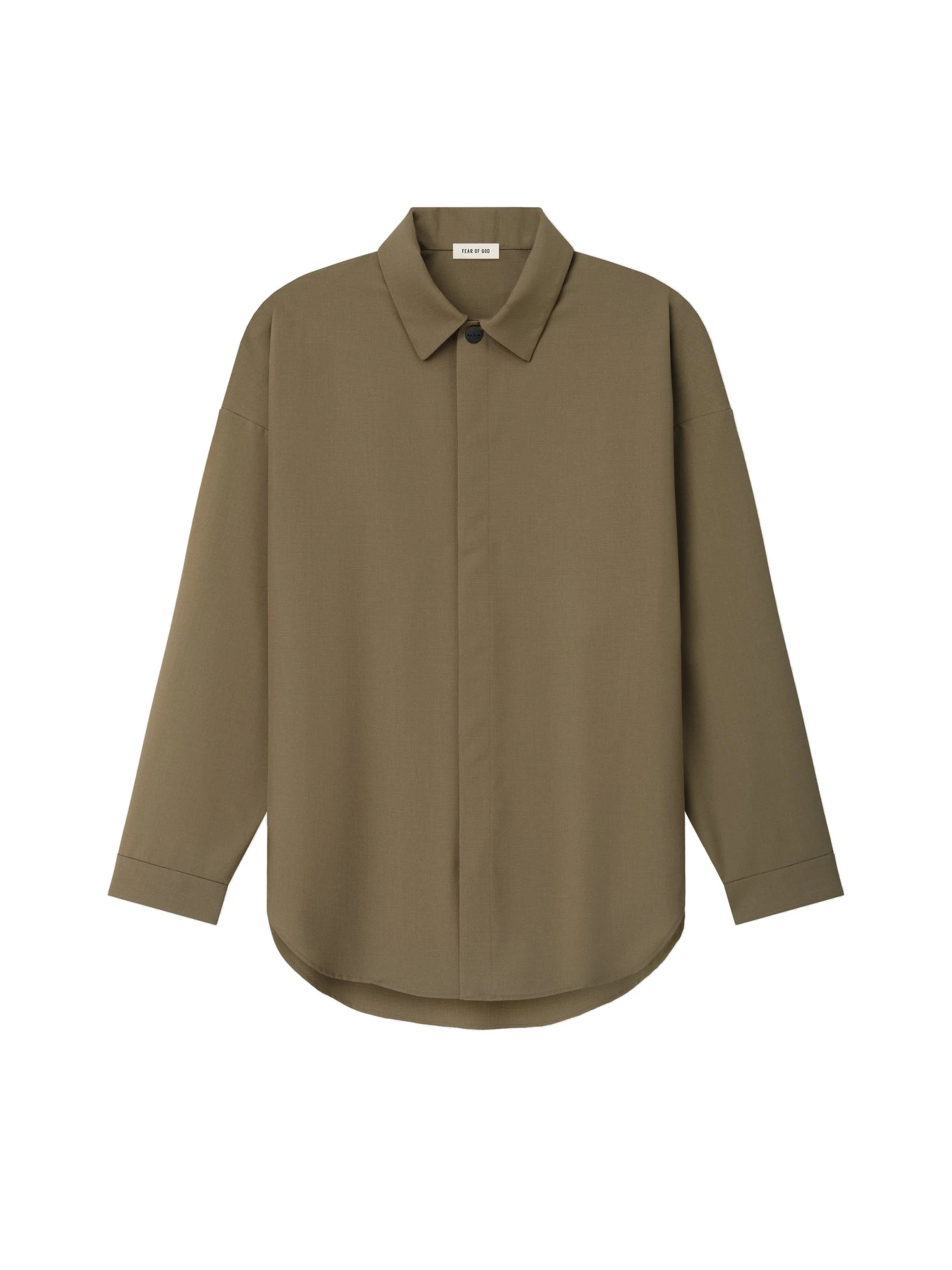 Fear of God Wool Poplin Relaxed Shirt in Clay Fear of God Wool Poplin Relaxed Shirt in Clay | Luxury Shoes