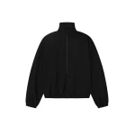 Fear of God Wool Ripstop Half Zip Track Jacket in Black | Luxury Shoes 