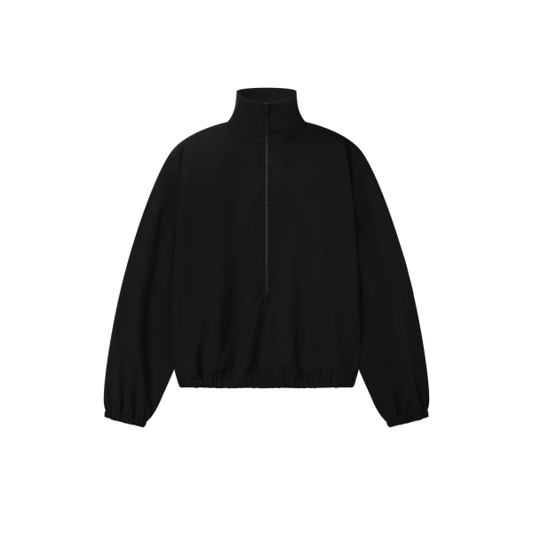 Fear of God Wool Ripstop Half Zip Track Jacket in Black | Luxury Shoes 