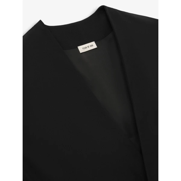 Fear of God Wool Ripstop Relaxed Cropped Lapelless Jacket in Black | Men Jackets | Luxury Shoes 