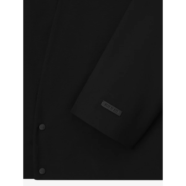 Fear of God Wool Ripstop Relaxed Cropped Lapelless Jacket in Black | Men Jackets | Luxury Shoes 